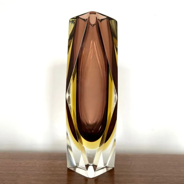 Murano Art Glass Faceted Sommerso Mandruzzato Vintage Vase - 16cm tall