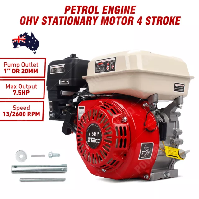 7.5HP Petrol Engine OHV Stationary Motor 4 Stroke 20mm Horizontal Shaft Recoil