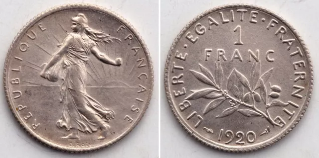 Frankreich/France 1 Franc 1920 Silber Semeuse/Säerin UNC