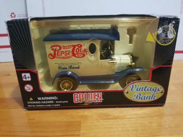 Golden Classic Pepsi Cola Truck Gift Bank Special Edition Diecast Metal Key