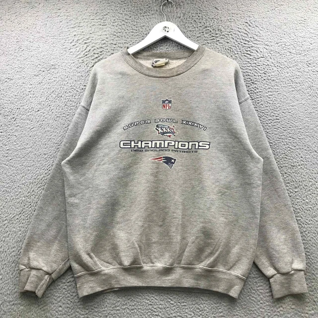Vintage New England Patriots Sweatshirt Men's XL Super Bowl Champions Gray