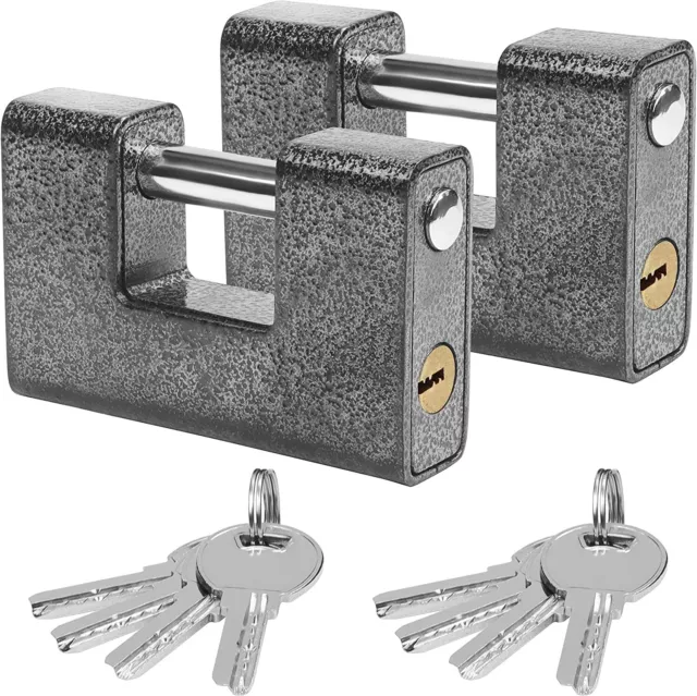 KURTZY Lot de 2 cadenas monobloc acier trempé avec 8 clés anse 12mm *NEUF*