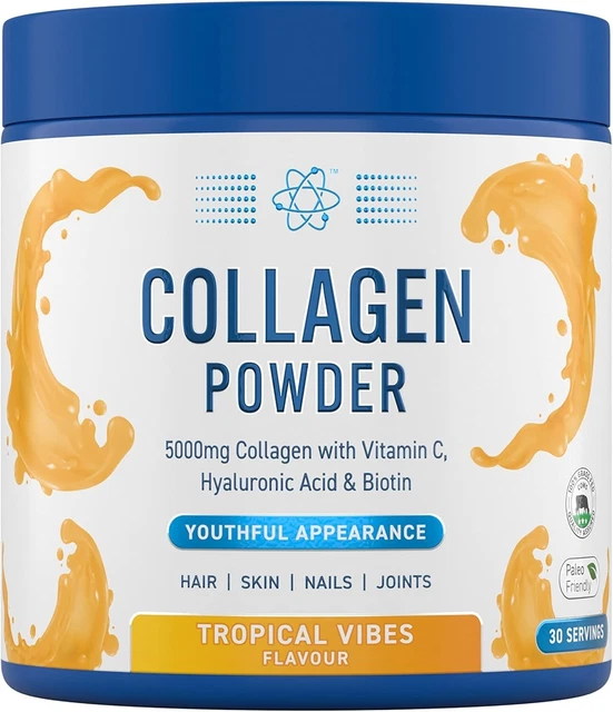 COLLAGEN POWDER HYDROLYSED Peptides Vitamin C Hyaluronic Acid Biotin 30 ...