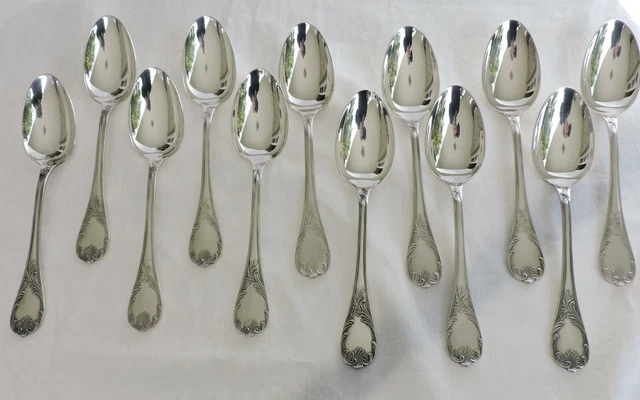 12 Cuilleres De Table En Metal Argente Christofle  Marly 20.5 Cm