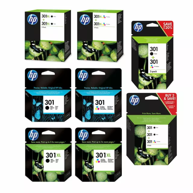 Original HP 301 / 301XL Black & Colour Ink Cartridge For DeskJet 1010 Printer