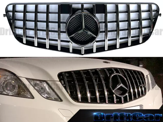 Chrome Bar Gt Shiny Black Frame Grille For 2010 2011 2012 2013 Benz E Class W212