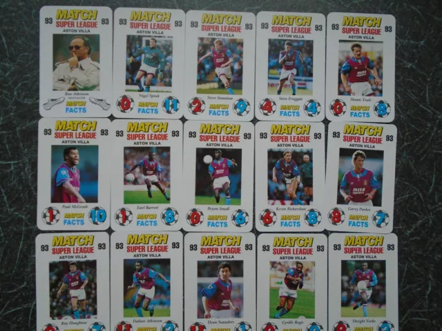 MATCH SUPER LEAGUE 1993 Set squadra 15 carte Aston Villa mcgrath Houghton saunders
