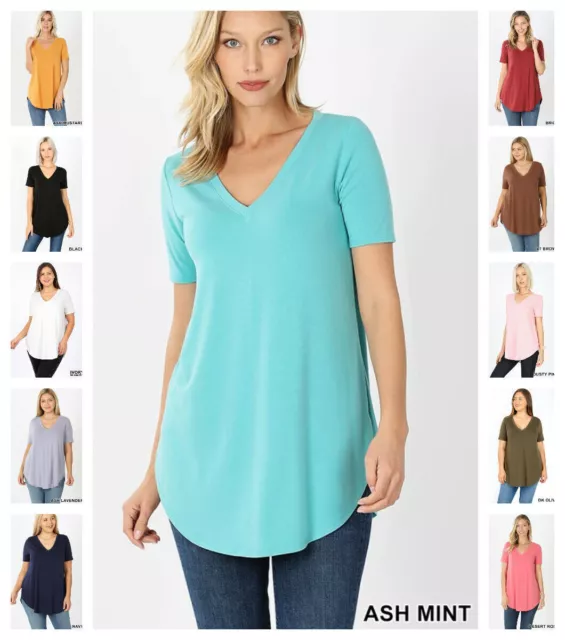 Womens Loose Fit Long Sleeve Tunic V-Neck Drape Flowing Casual T-Shirt  Blouse