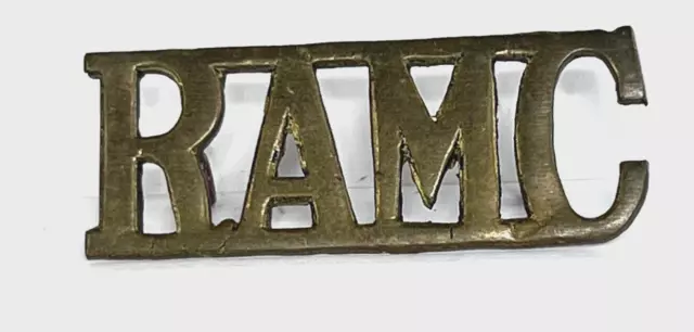 WW1 RAMC Royal Army Medical Corps Brass Shoulder Title 48 x 19 mm