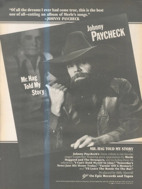 (SFBK17) POSTER/ADVERT 14x11" JOHNNY PAYCHECK : MR HAG TOLD MY STORY