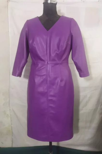 Fait à la Main Femmes Cuir Robe Célébrité Véritable Souple Peau de Mouton Crayon 3