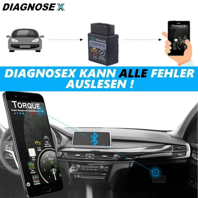 Dispositivo de diagnóstico DIAGNÓSTICOSEX Bluetooth OBD2 escaneo automático iOS iPhone Windows adaptador móvil 2
