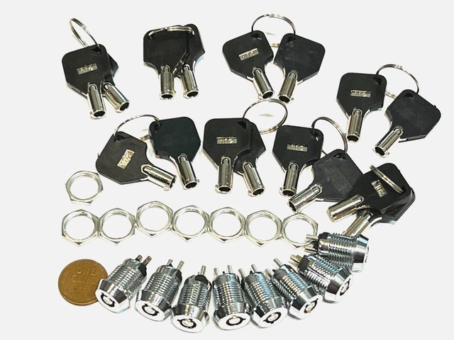 8 SETS KEY switch metal barrel round locking car truck 1/2