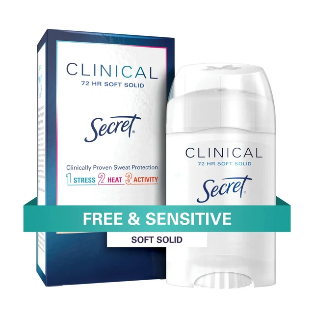 SECRET CLINICAL STRENGTH Soft Solid Antiperspirant and Deodorant,Free