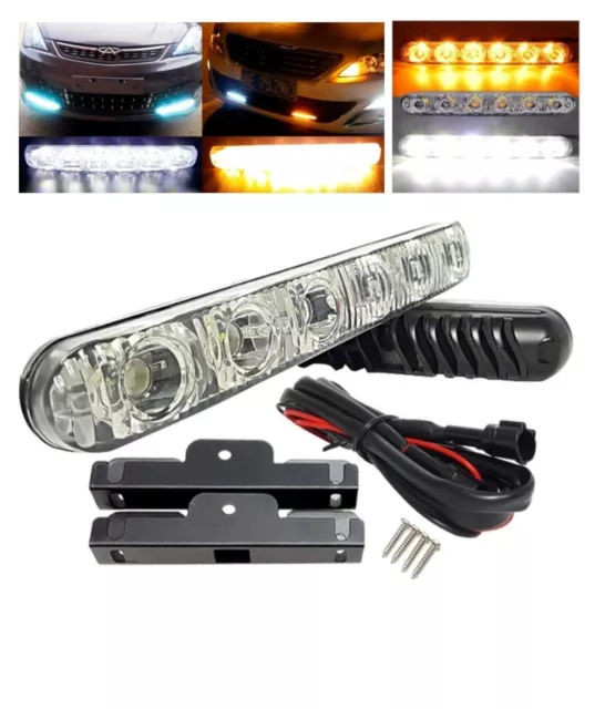 2x Sequential LED Turn Signal Indicator Car DRL Daytime Running Lights Two Color