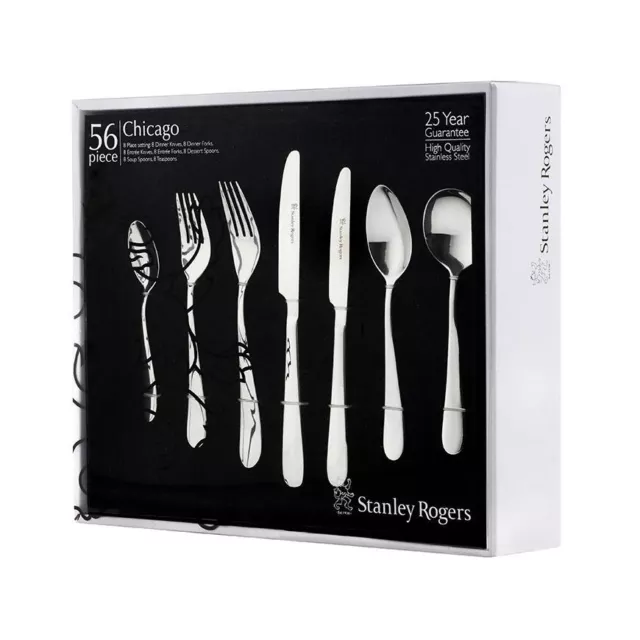 100% Genuine! STANLEY ROGERS Chicago 56 Piece Cutlery Set S/S! RRP $299.00!