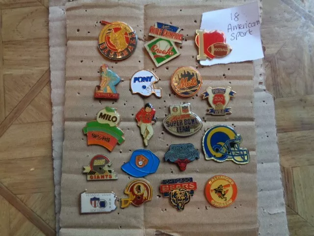 Job lot of 18 American sport related metal lapel pins