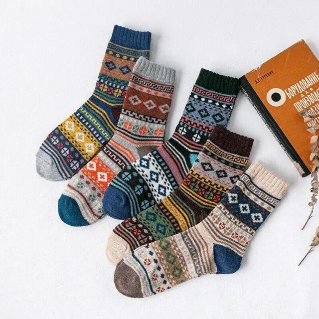 5 Pairs Men's Nordic Thermal Socks Winter Warm Thick Walking Hike Chuncky Sock