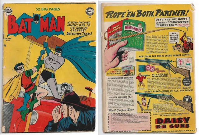 BATMAN #60 Aug-Sept 1950 52-pg Complete Golden Age DC Comic Low Grade Trimming