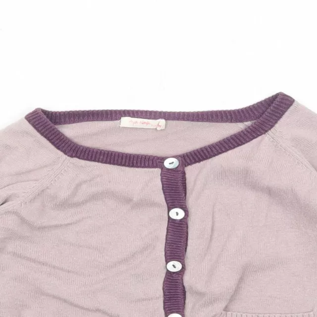 Maglione cardigan in cotone viola collo rotondo per bambina Aya Naya taglia 2 anni con bottone - Fl 3