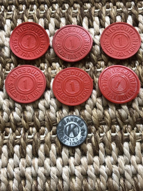 Lot Of 7 Antique Missouri And Kansas Sales Tax Tokens