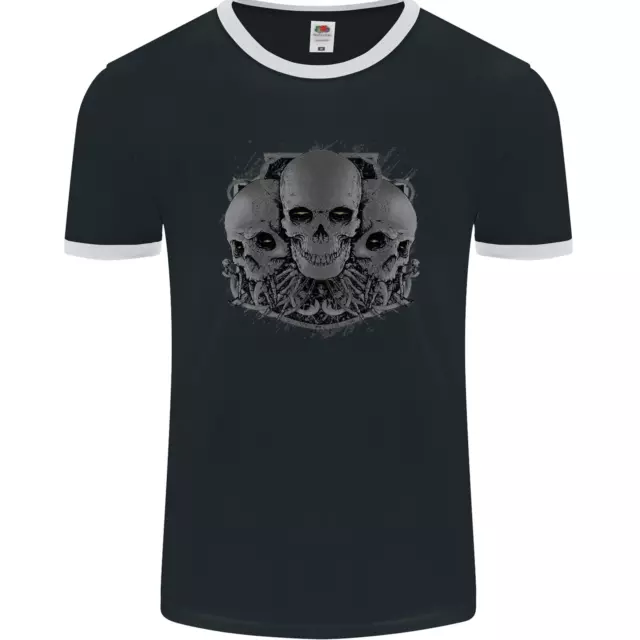 Maglietta Gothic Skulls Biker Motociclo Uomo Ringer FotoL