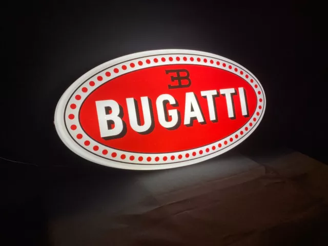 Bugatti Vintage Car Dealership Sign Illuminated / Lighted Automobilia