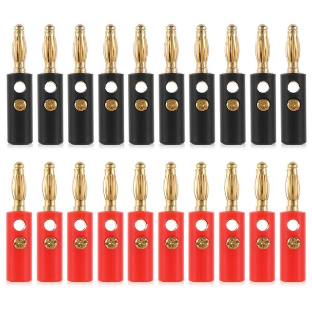 Gold Plated Adapter Speaker Plugs Audio Jack Wire Cable Connector Banana Plugs