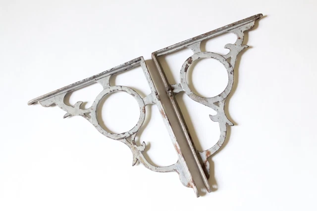 antique victorian cast iron shelf supports | victorian shelf brackets vtg old