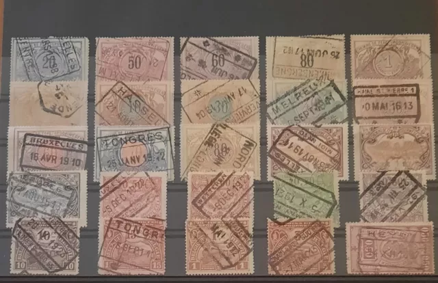 Belgien Eisenbahnpaketmarken u.a aus Mi-Nr. 17-42 gestempelt, Beschreibung lesen