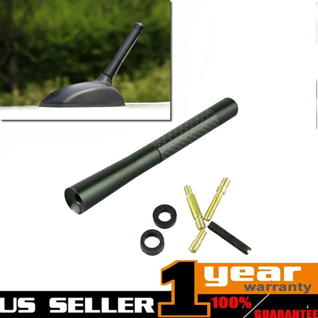 Sets 4.7" Car Antenna Carbon Fiber Radio FM Antena Black Kit Universal Screw USA