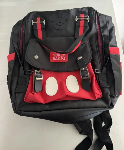 Diaper Bag Black And Red Backpack Mouse Smile Logo