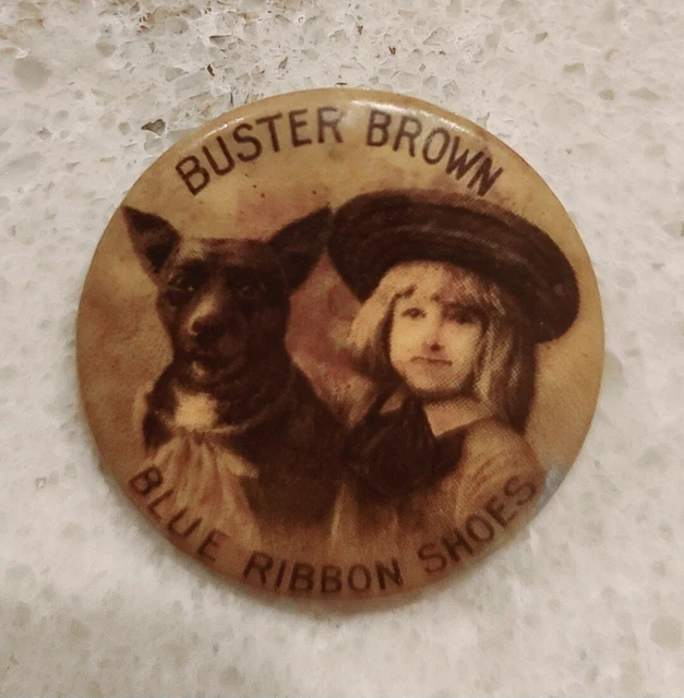 Vintage Buster Brown Shoes Early Celluloid Button/Pin RARE