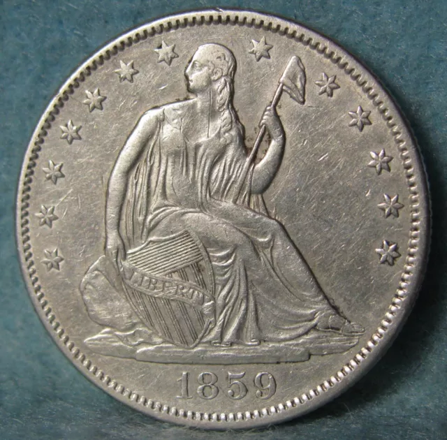 1859 Seated Liberty Silver Half Dollar High Grade Old US Coin