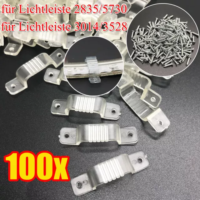 100 Befestigungsclips Halterclip für LED Stripe Halter Lichtschlauch 10 bis 18mm