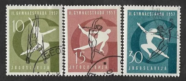 Se)1957 Yugoslavia From The Sports Series, Ii Gymnastada, 3 Stamps Cto
