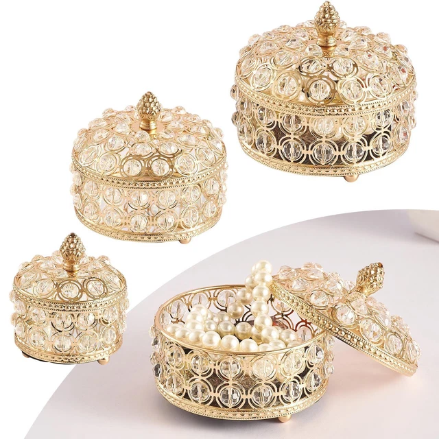 Boîte à bijoux en cristal, organisateur de bibelots, présentoir de rangement,