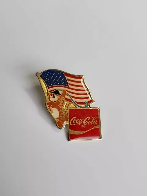 Hodori Coca Cola USA Flag Souvenir Pin Seoul South Korea 1988 Summer Games