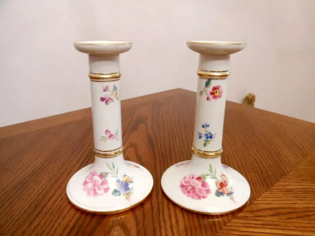 Antique MINTON Ryrie Bros Limited England Set of 2 TORONTO Candlesticks 6 1/4"