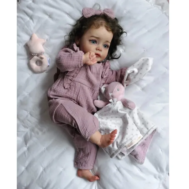 24'' Lifelike Reborn Baby Dolls Sue-Sue Vinyl Cloth Handmade Toddler Girl Doll