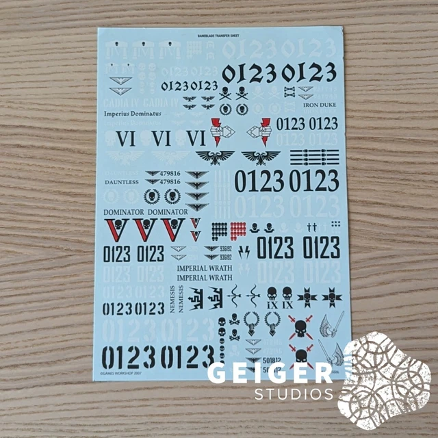 WARHAMMER 40K ASTRA Militarum Baneblade Transfer Sheet Water Slide