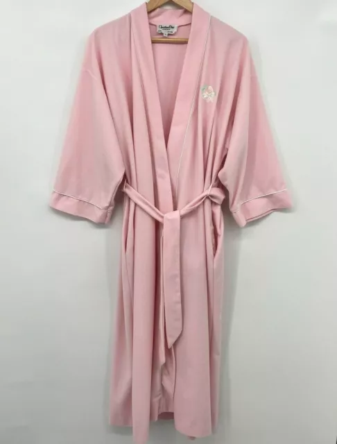 Vintage Christian Dior Robe Housecoat Lounge Size Large Womens Pink Made in USA