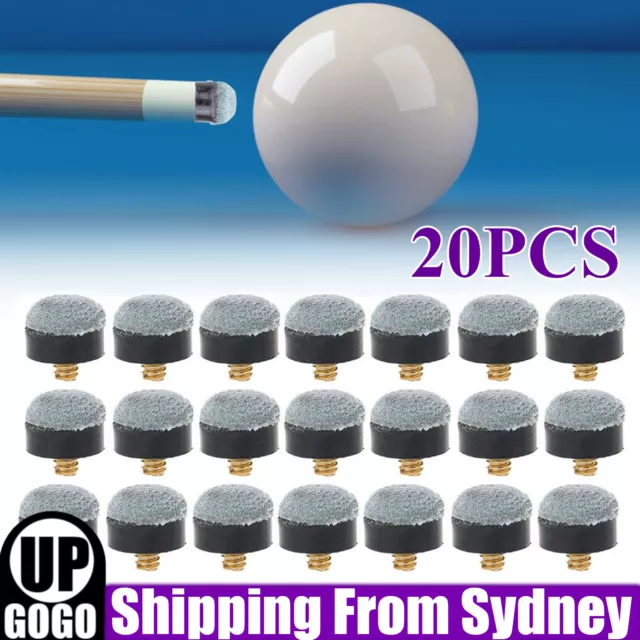 20x Commercial Quality Soft Pool Snooker Billiards CUE TIPS Screw On Type 10mm