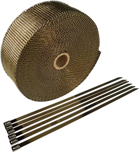 Titanium Header Manifold Exhaust Heat Wrap Tape +Stainless Zip Ties 2" X 50ft