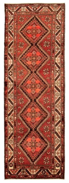 Traditional Hand-Knotted Geometric Carpet 3'7" x 10'0" Wool Area Rug