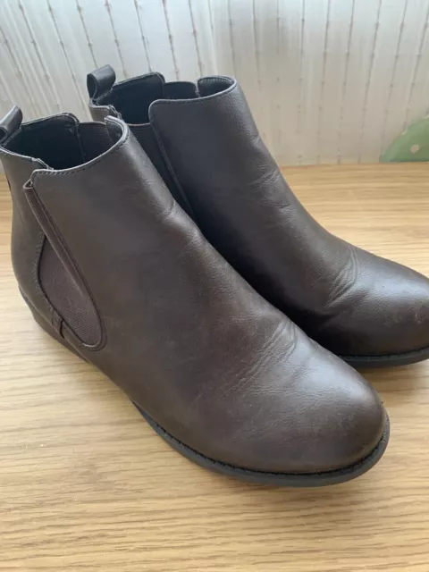 Ladies boots SIZE 5 uk (38) brown ankle chelsea pullon shoes women’s boot