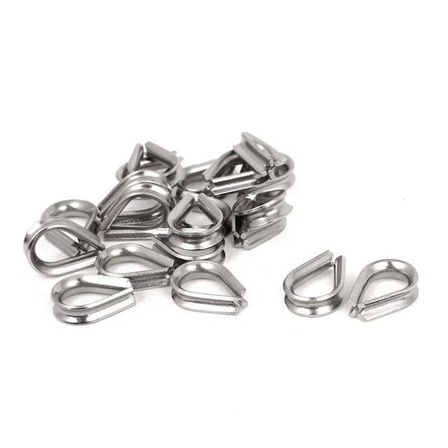 20 Pieces Cosses de cable metallique Boucle en acier inoxydable pour la cable J5