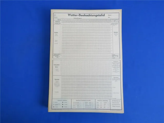 Wetter Beobachtungstafel für 1 Jahr (6 Blätter) DDR Produktion von 1966 - BLANKO
