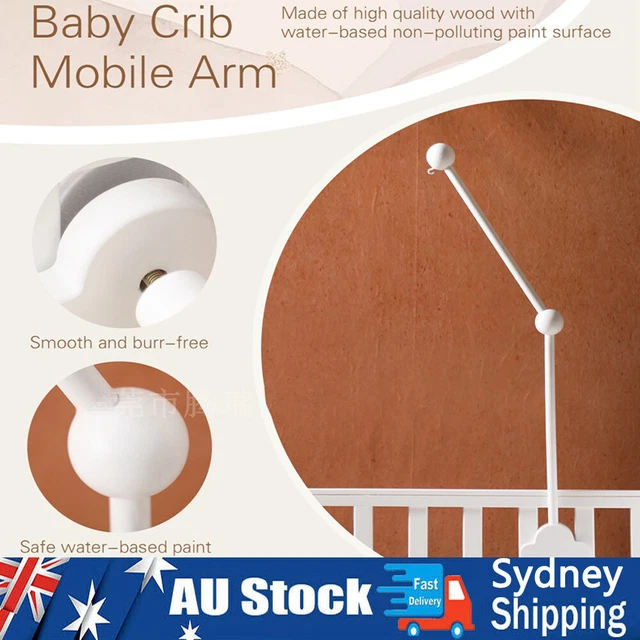 Baby Crib Mobile Hanging Bed Bell Holder Arm Bracket Wooden Frame Mobile Toy AU