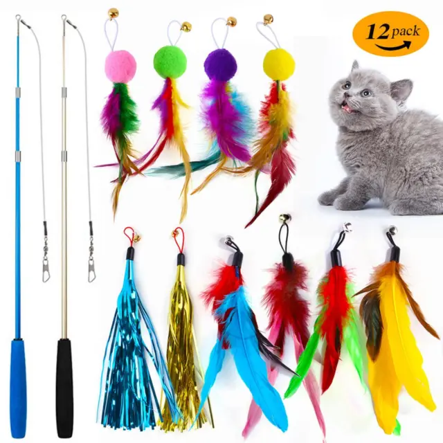 Varita de campana de juguetes de plumas de gato caña teaser juego interactivo mascota venta caliente Reino Unido